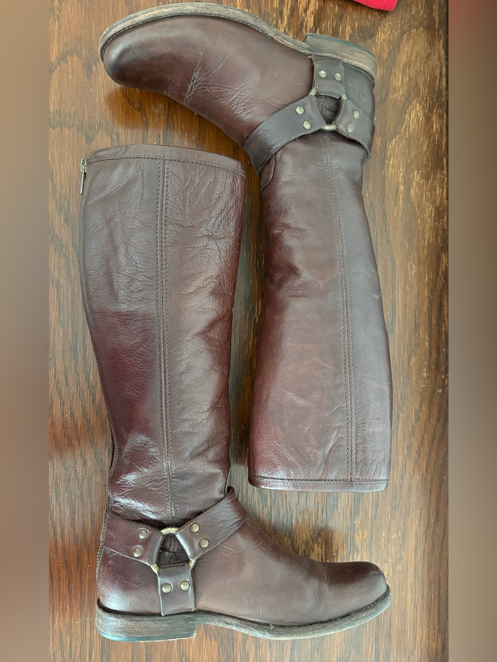 FRYE Philip Harness Brown Leather Riding Boots Size 7 - Picture 7 of 11
